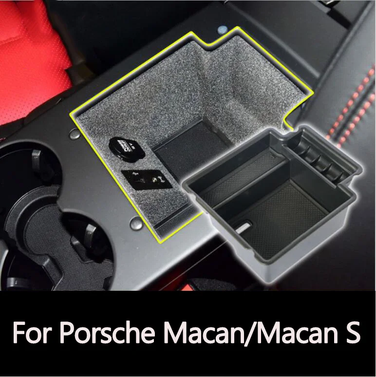 Automobile Armrest Storage Box For Porsche Macan Macan S 2014-2019 Center Console Container Storage Organizer Accessories