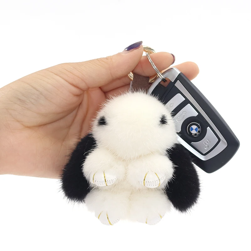 Car keychain lovers rabbit bags hangings male female quality plush gift Genuine Rex Rabbit Plush Suit Rabbit Pendant