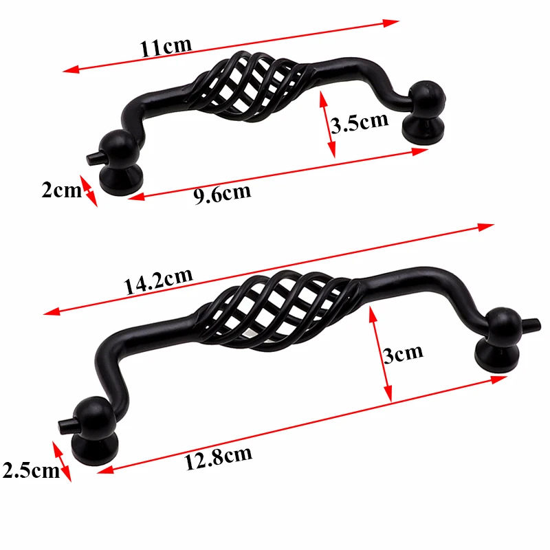 QVWN Bird Cage Handle Hollow European Black Handle Single Hole Cabinet drawer Knobs And Wardrobe Door American For Furniture