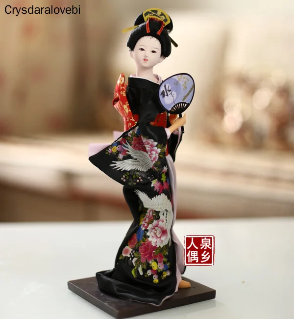 30cm Kawaii Japanese Lovely Geisha Figurines Dolls with Beautiful Kimono New House Office Decoration Miniatures Birthday Gift
