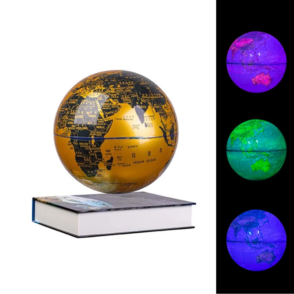 New Discoloration 3D Magnetic Levitation  Globe Lamp Night Light 14cm Rotating Globe Floating Lamp Home Decoration Holiday Gift