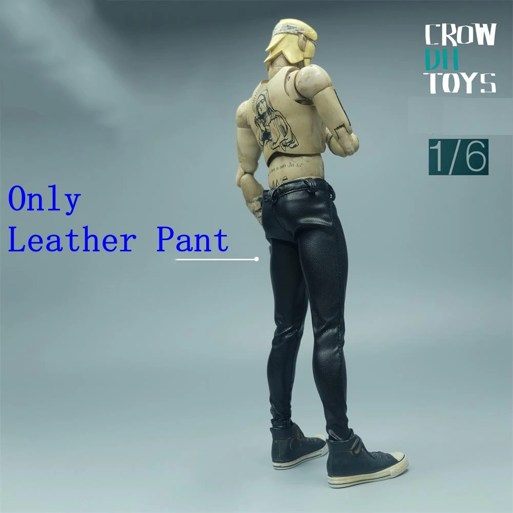 For Sale 1/6th CROW DH TOYS Skinny Slim Stretch Elastic Leather Pants Trousers Model Suit 12inch Unisex Body Doll