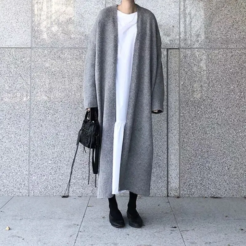 oversized knitted cardigan women sweater Coat Long female Ladies long sleeve korean Casual knitted coat 2023New outfit Plus Size