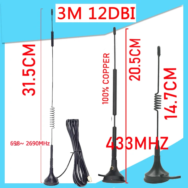 12dbi 5dbi 433Mhz antena samochodowa lora 4G 698~ 2690MHz antena SMA męskie złącze podstawa magnetyczna wzmacniacz sygnału IOT wzmacniacz bezprzewodowy