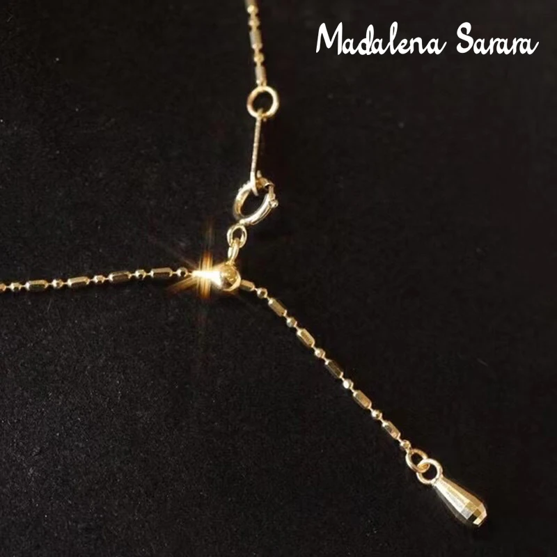 MADALENA SARARA Pure 18k Gold Chain Necklace Au750 Gold Simple Bamboo Style Women Necklace 2g