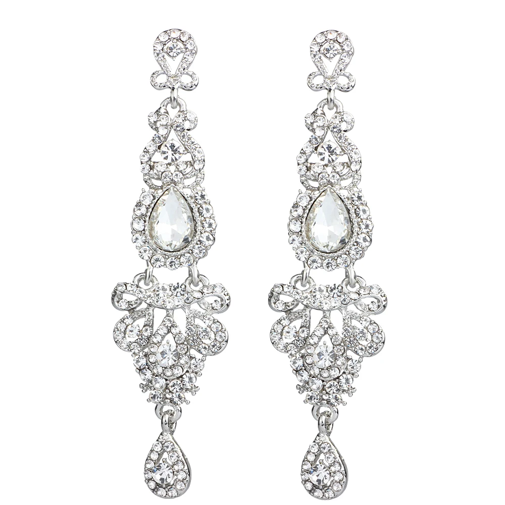 FARLENA Wedding Jewelry Elegant Crystal  Earrings Long women pendant earrings long hanging earrings with stones gifts