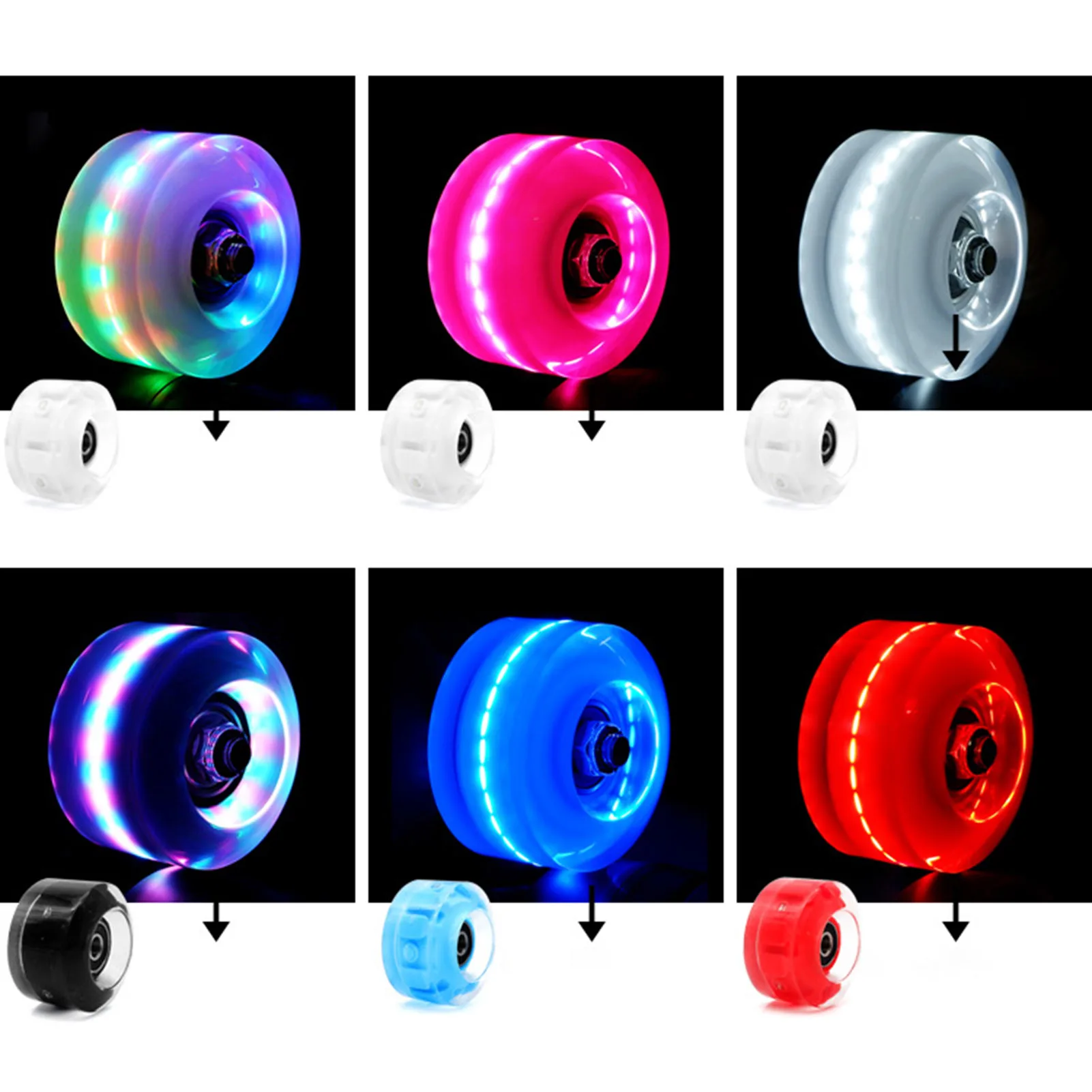 4pcs LED Flash Wheel Freestyl Skates Luminous Wheel Roller Skates Flashing Wheels for Inline Skates for Adults Kids Roller