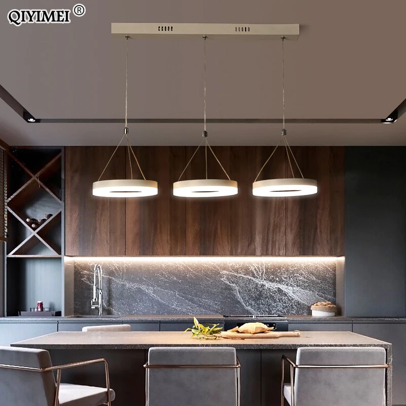 White Black LED Pendant Lights For Dining Kitchen Room remote control acrylic Hanging Lamp Fixture Luminaire Lamparas Abajur