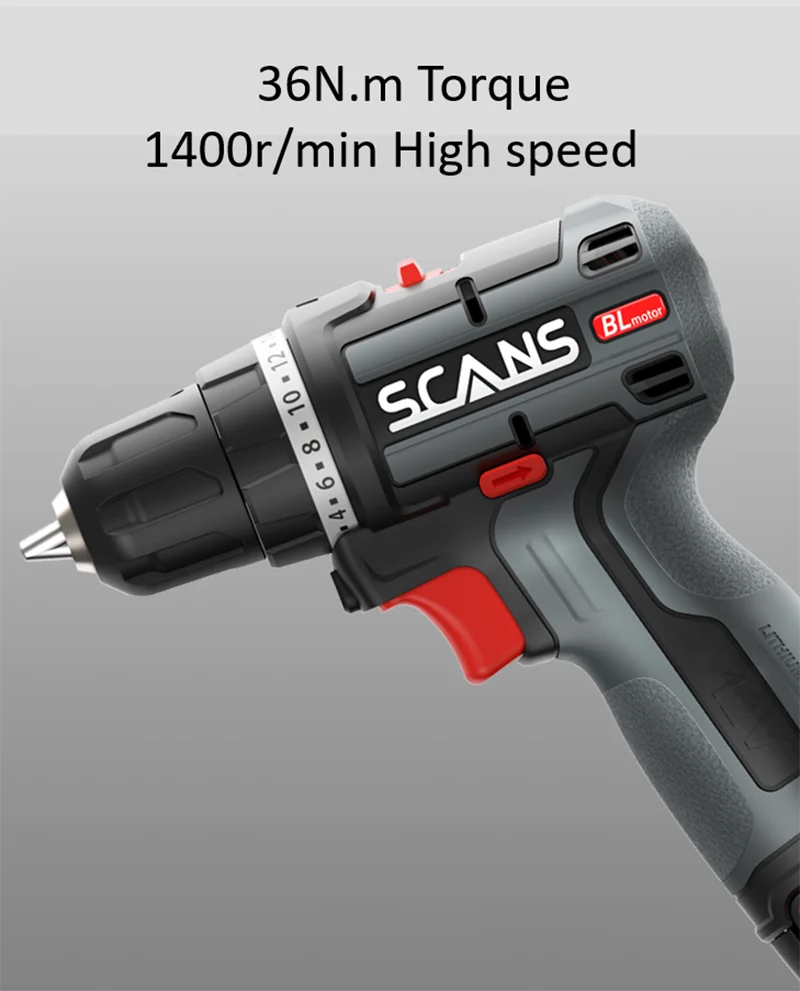 SCANS S120 12V Cordless Drill/Driver 36Nm Lithium Battery Rechargeable PowerTools,durable speed,brushless motor,drill wood/steel