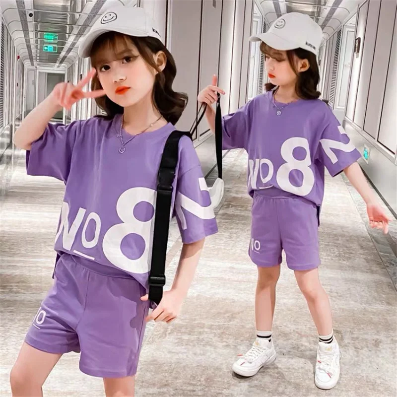 Girls Clothes Set Summer Outfits Baby Kids Clothes Sweatshirt +Pants Fashion Children\'s Clothing Suits Teen 4 6 7 8 10 12 Years