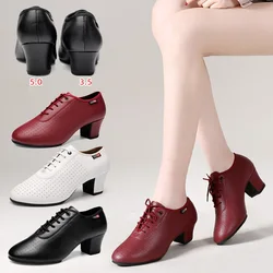 Ballroom Sneakers Female Adult Soft-Soled Latin Dance Shoes Mid-heel Multi-soled Teacher Shoes Modern Dancing Shoes For Women