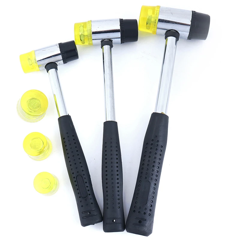 Double Face Soft Touch Hammer Black Plastic Coated Grip Double Head Rubber Hammer Handheld Tool Leather DIY Tool 25/30/35mm