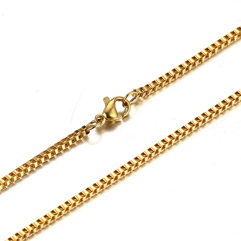 Vnox Gold Color Solid Stainless Steel Chain Necklace for Women Men Basic Box Link Choker Unisex Jewelry
