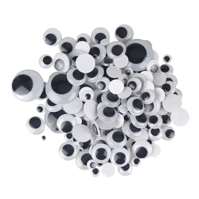 200 sztuk samoprzylepne mieszane Googly Wiggly Eyes 6/8/10/12/15mm dla jaj zabawki lalki akcesoria zrób to sam dla Scrapbook dzieci prezent naklejki
