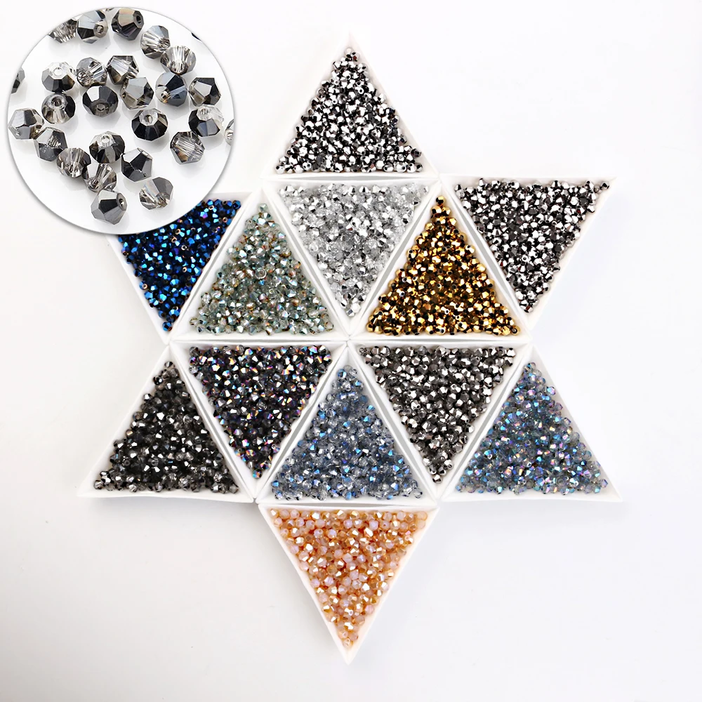 Top-Qualität 2/3/4/6/8mm Kristalls chmuck Perlen Bicone lose Perlen Glasperlen billig machen Handarbeit Zubehör DIY