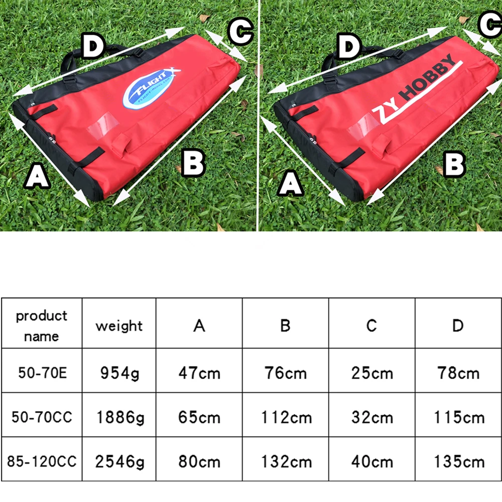 Borsa per ala da 70CC per aereo 3D da 86-93 pollici (50-70CC) La protezione dell\'ala dell\'aereo può contenere 2 ali con tasca