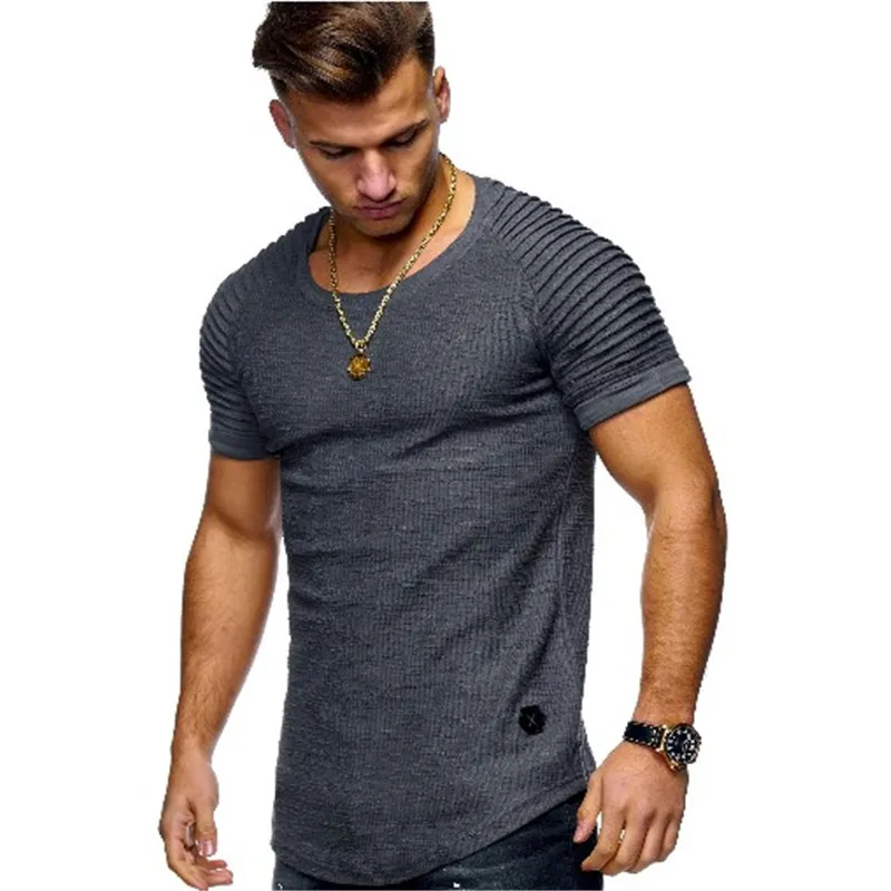 2024 Summer Men TShirts Short Sleeve Slim Fit  T-Shirts Tops Men Cotton Tops tees bodybuilding Fold T-shirt Mens Casual Clothing