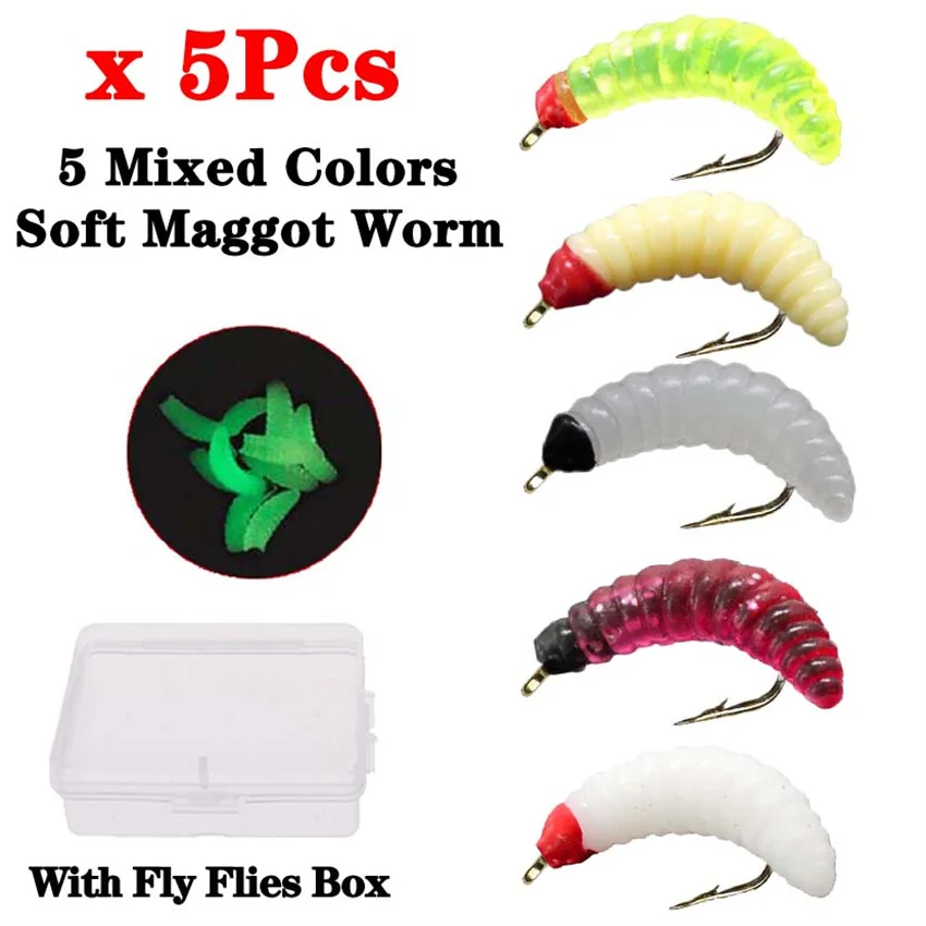 

5pcs Artificial Fishing Lures False Bread Worm Shaped Lifelike Reusable Mix color Soft River Angling Bait