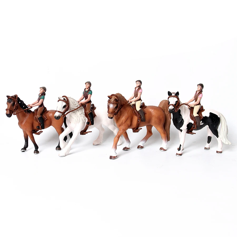 Figurine de chevalier de simulation avec cheval, figurines d'animaux de ferme, décoration d'équitation, beurre, cadeau pour enfants