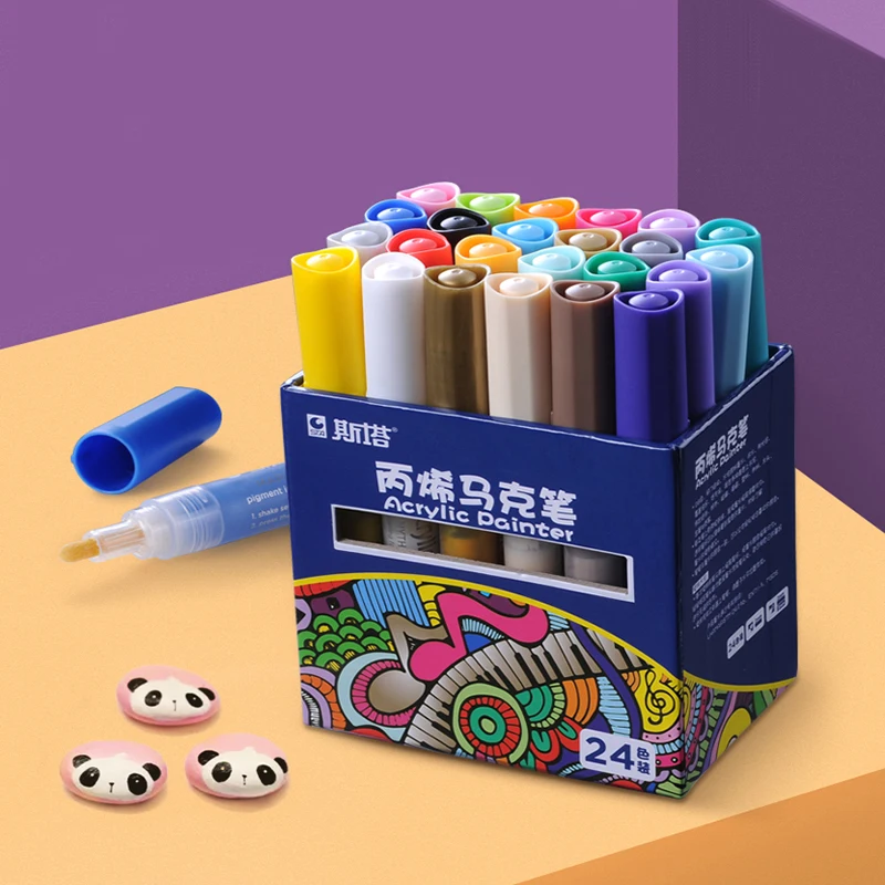 

STA 24 Colors/Set Acrylic Paint Marker pen Art Marker Pen for Ceramic Rock Glass Porcelain Mug Wood Fabric Canvas Painting