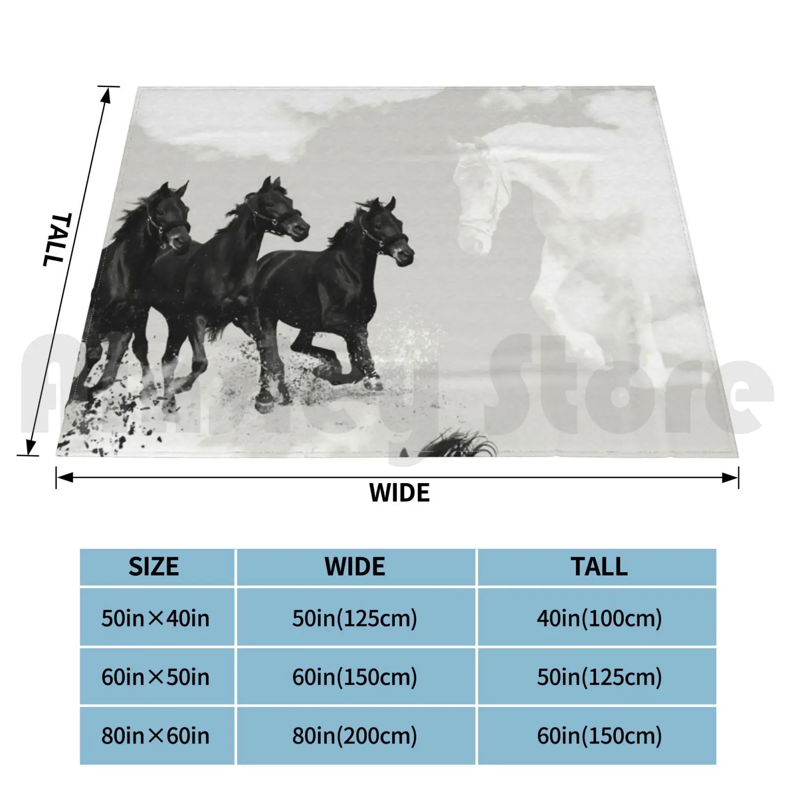 Bohemian Wild Horses Black And Grey Blanket Super Soft Warm Light Thin Horse Horses Wild Horses Grey Neutral Black