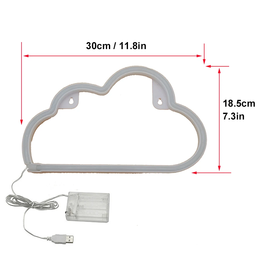 Cloud Sign Neon Light LED Sky Modeing Lamp Nightlight Bulbs Decor Room Shop Party Wall Art Wedding USB & Battery Box Powered