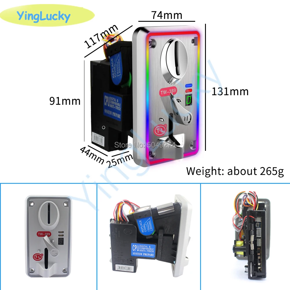 Yinglucky Coin Acceptor LED Color Changing Lamp Decoration Panel Coin Selector，for Vending Machine Arcade Cabinet TW-389