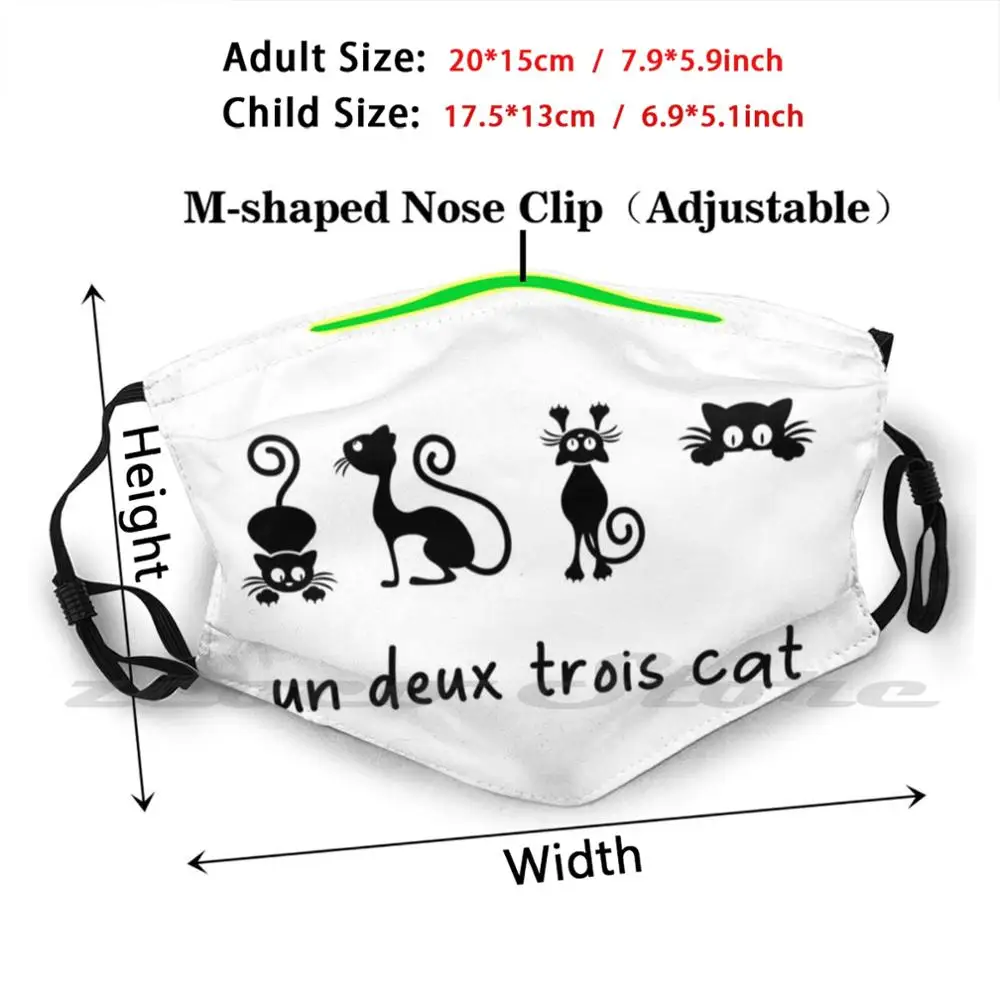 Masque lavable à motif personnalisé pour adultes et enfants, avec filtre Pm2.5, Un, Deux, Trois, amoureux des chats, chaton