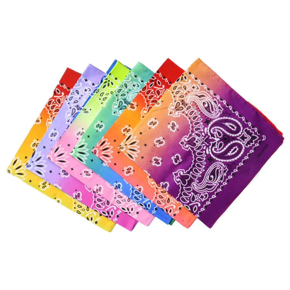 Colorful Tie Dye Hip Hop Paisley Bandana Square Scarf Head Wrap Neck Wrist Band Handkerchief For Graffitin Women Men Bright