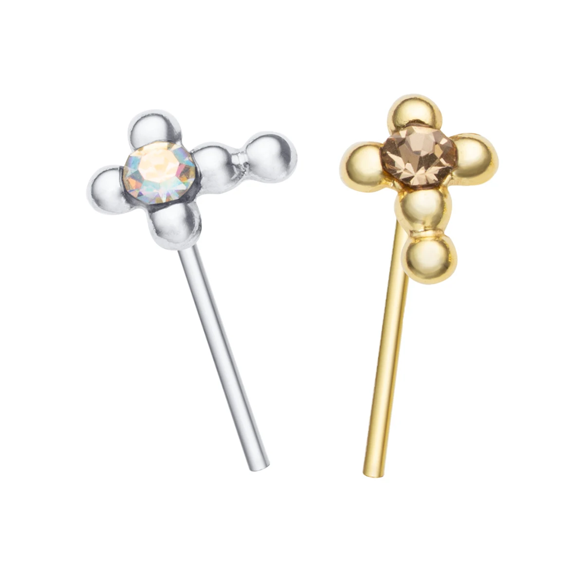 36Pcs 925 Sterling Silver Cross Shape Unisex Nose Piercing Nose Stud Pin Body Jewelry Piercing Nariz