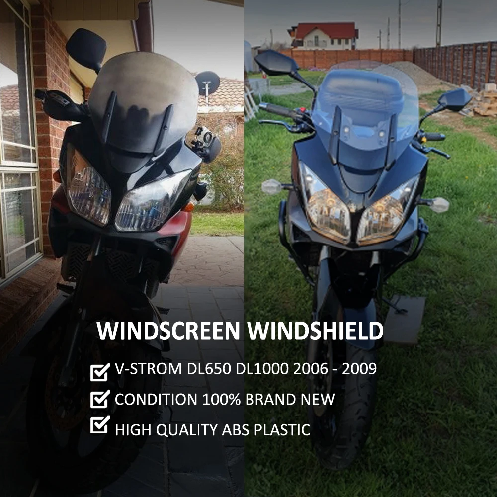 Motorcycle High Quality Windscreen Windshield for Suzuki Vstrom V-strom DL650 DL1000 DL 650 1000 2006 - 2009