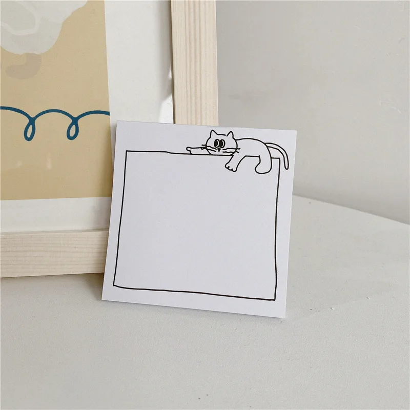 Simple Drawing Cute Cat Dialog Box Memo Pad Ins Mini Notebook Stationery Office Notes Message Paper School Supplies 50 Sheets