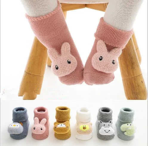 

0-3 Year Winter thick terry children's socks warm baby tube socks cute doll baby boy girls non-slip floor socks