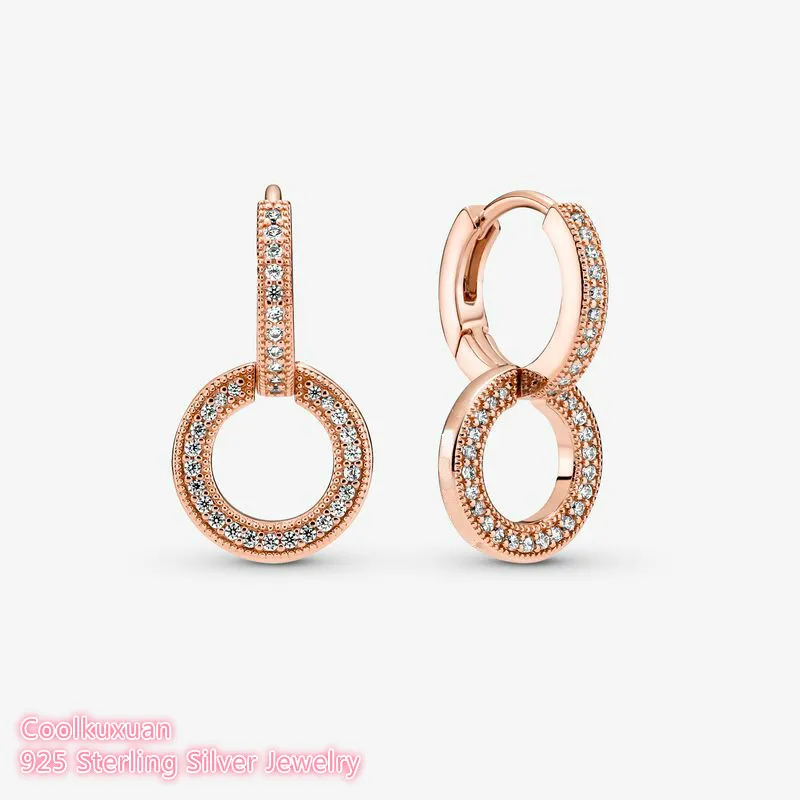 

Autumn Signature 100% 925 Sterling Silver Sparkling Double Hoop Earrings Original European Style Brand woman Jewelry