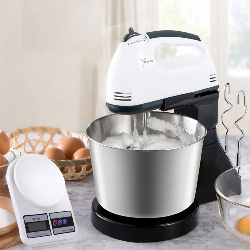 Food Mixer 7 Speeds Adjustable Dough Blender Egg Beater Cream Automatic Mixing Desktop Whisk for Home Electric