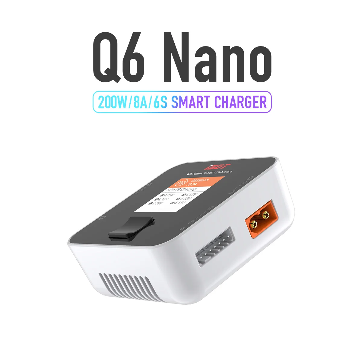 ISDT Q6 Nano Lipo caricabatteria per bilanciamento batteria scaricatore 8A 200W DC 2-6S batteria intelligente digitale Li-Po Li-Hv Li-ion Li-Fe NiMH Ni-Cd