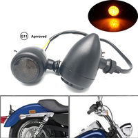 Retro Bullet Black Grid Motorcycle Turn Signal Light LED Brake Light Metal Shell Blinkers Winker Lamps for Harley Honda Yamaha