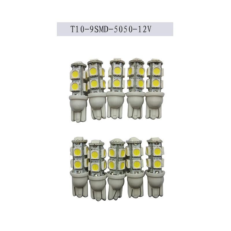 10PCS Led Car DC 12v T10 9SMD 5050  Lampada Light Super White  Led Parking Bulb Auto Wedge Clearance Lamp