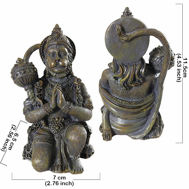 Steinfarbene Hanuman-Statue, Große Hinduistische Affengott-Buddha-Figur aus Kunstharz, Zen-Garten-Dekoration, Glücksbringer-Geschenk – Detail 1