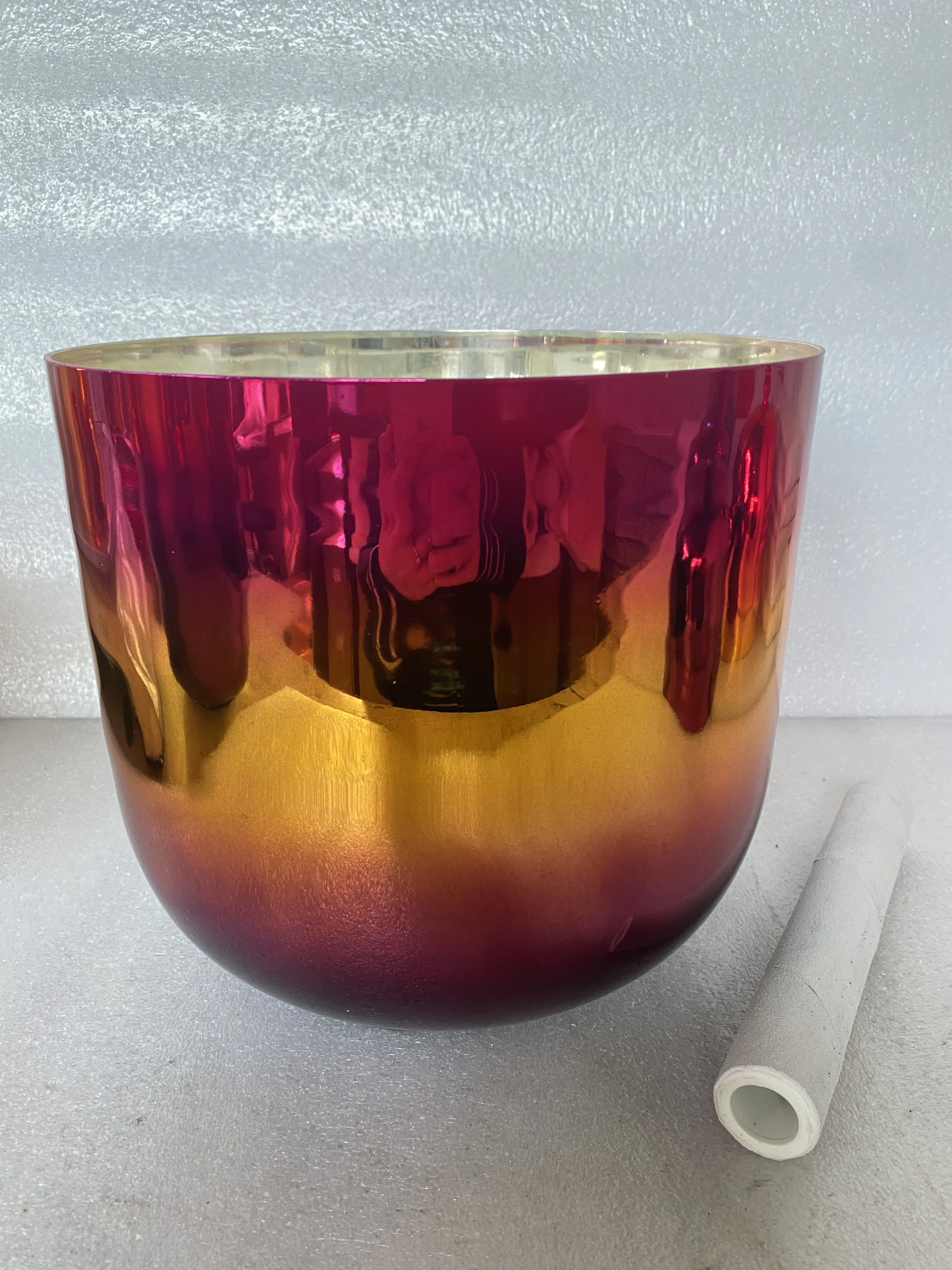 

2nd octave G# note Thyroid chakra crystal singing color bowl size about 9.25",432Hz for sound healing