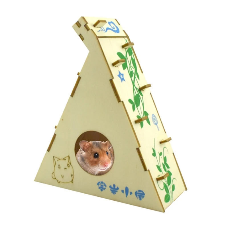 Hamster Maze Wooden Tube Tunnel Cage Seesaw House Swing Small Animals Pet Toys