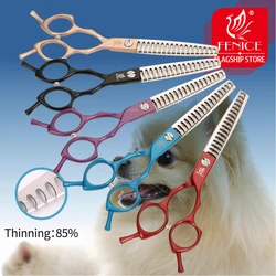 Fenice High Quality Colorful 6.5 inch Stainless Steel Pet 85% Thinning Scissors for Dog Grooming 17 teeth Thinner Chunker