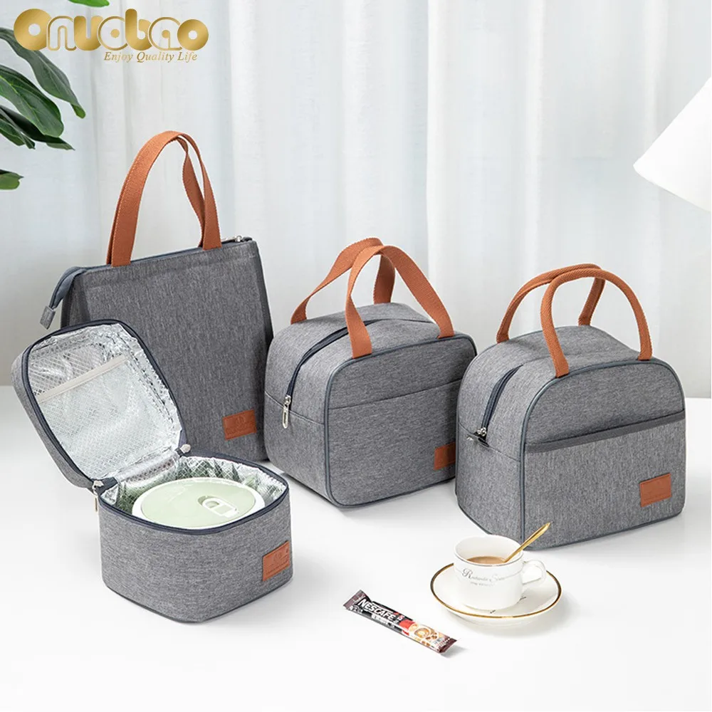 Thermal Lunch Bag for Men&Women Gray Oxford Cloth Aluminum Foil Insulation Shoulder Bag Waterproof Picnic cooler Bag