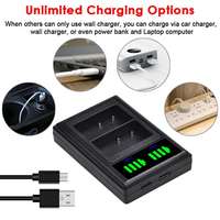 LCD Dual USB Charger For Panasonic Camera Battery DMW-BLH7/BLE9E/BLG10/BLC12 with Type-C Port