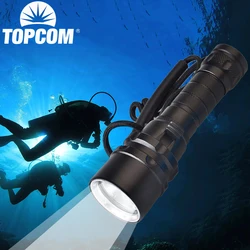 TOPCOM 10W L2 or T6 LED Diving Flashlight Professional IP68 Scuba Diving Light Lantern Underwater 50M Searchlight Torch