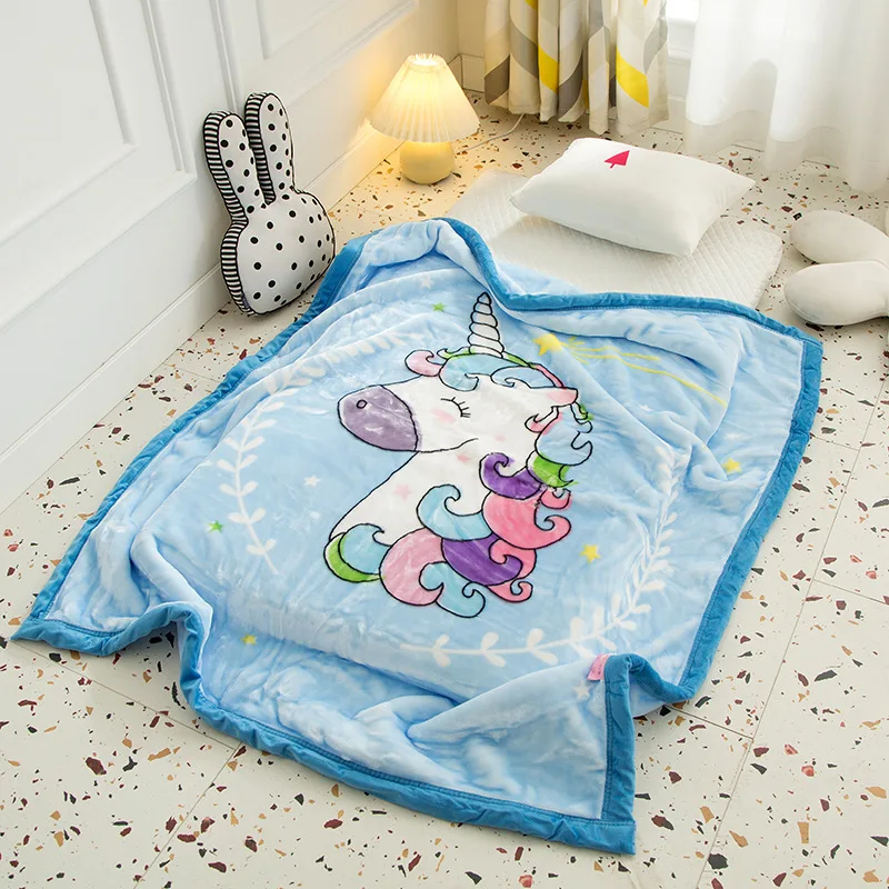 Coral Fleece Weighted Blanket  Kids Bedspread Blanket Cartoon Fleece Throw Blanket Newborn Winter Receiving Blanket 100x130cm