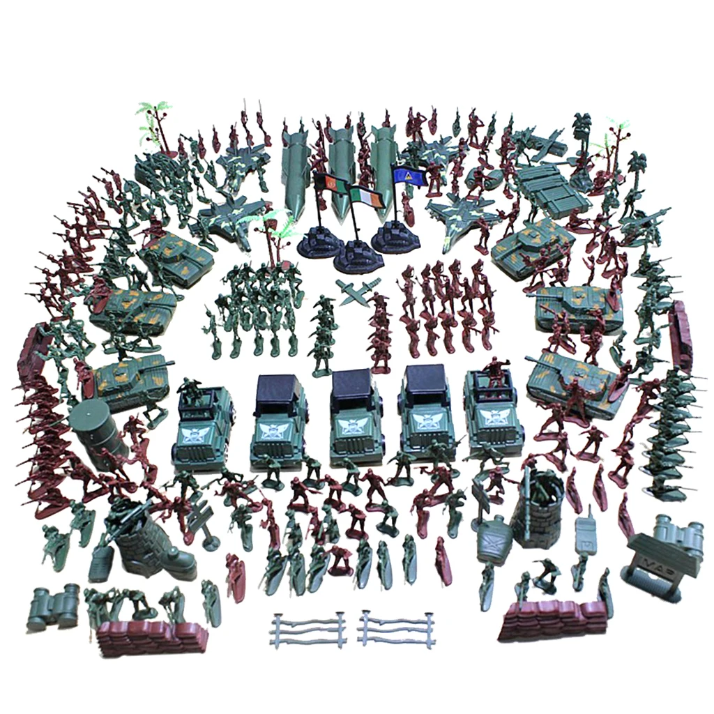 307pcs WWII Military Playset Toy 4cm Soldier Army Men Figures Accessories