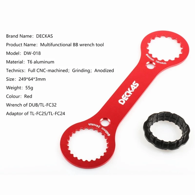 Deckas Multifunctionele Bb Wrench Tool Rood Dub/TL-FC32 Adapter Van TL-FC25/TL-FC24 Bb Trapas DUB-BSA Bb51 Bb52 reparatie Tool