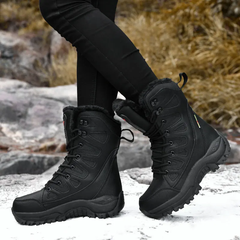 Moipheng Winter Boots Women Super Warm Plus Size 36-46 Mid-Calf Motorcycle Boots Warm Plush Platform Shoes Zapatos Para Mujer