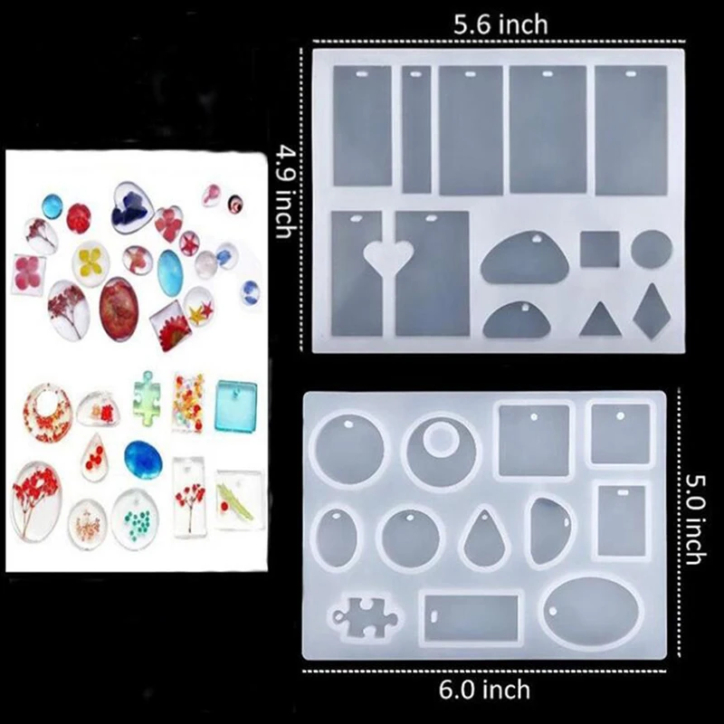 

2Styles Transparent Silicone Mold Necklace Pendant UV Resin Molds Jewelry Making DIY Hand Craft Resin Mould For Jewelry